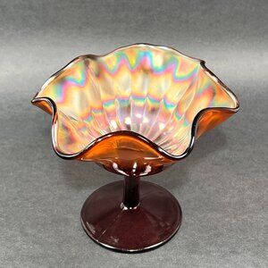 Iridescent Glass Pedestal Bowl